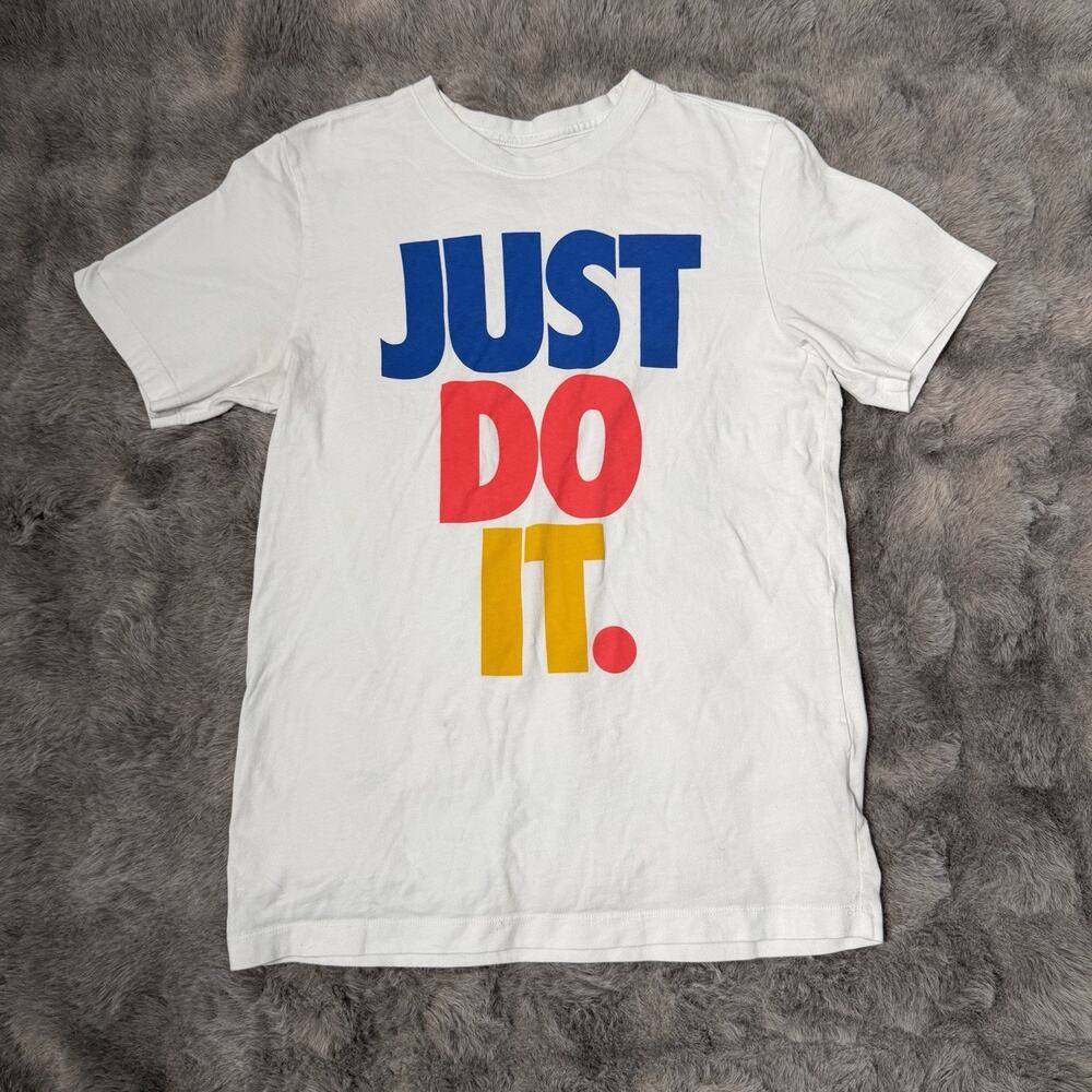 NIKE Sportswear White Just Do It JDI Short Sleeve T Shirt Mens Size Small